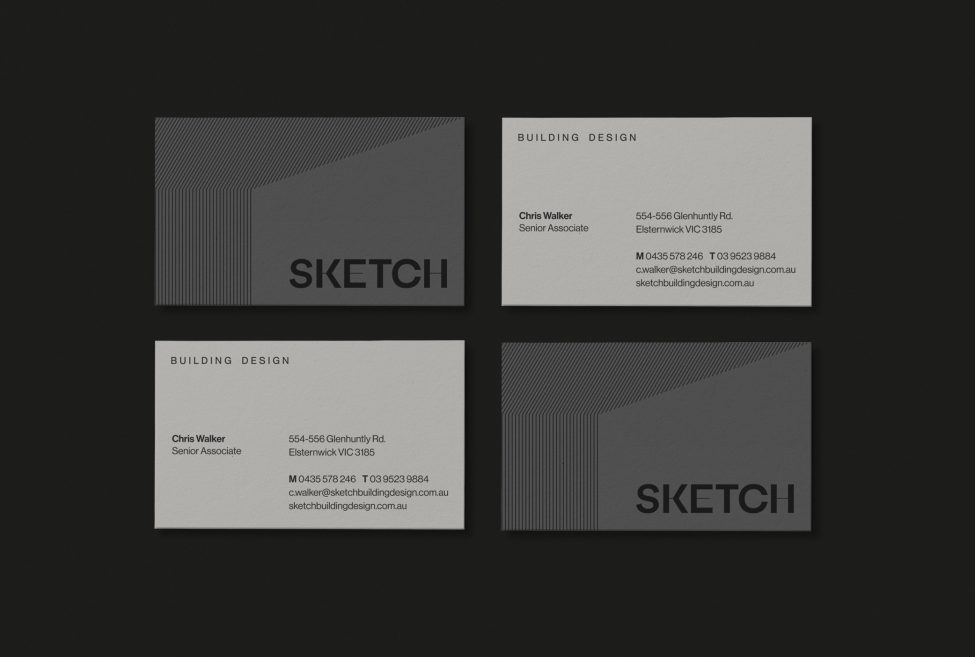 Sketch business card design in grey and off white