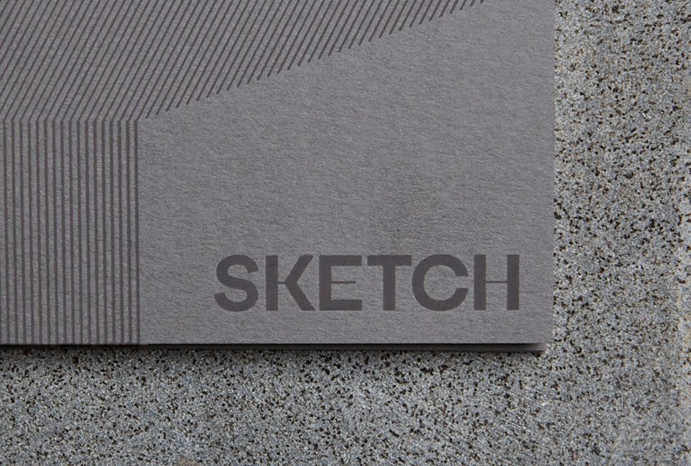 Grey business card for Sketch Building designed by Principle Design
