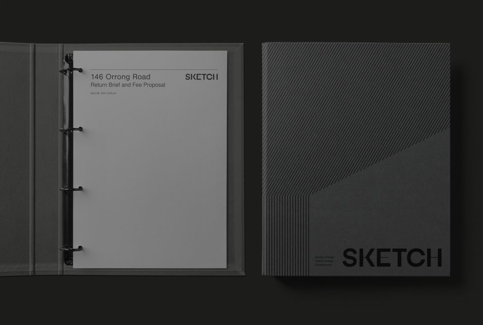 Branded Sketch notebook with a grey front and white inside papers