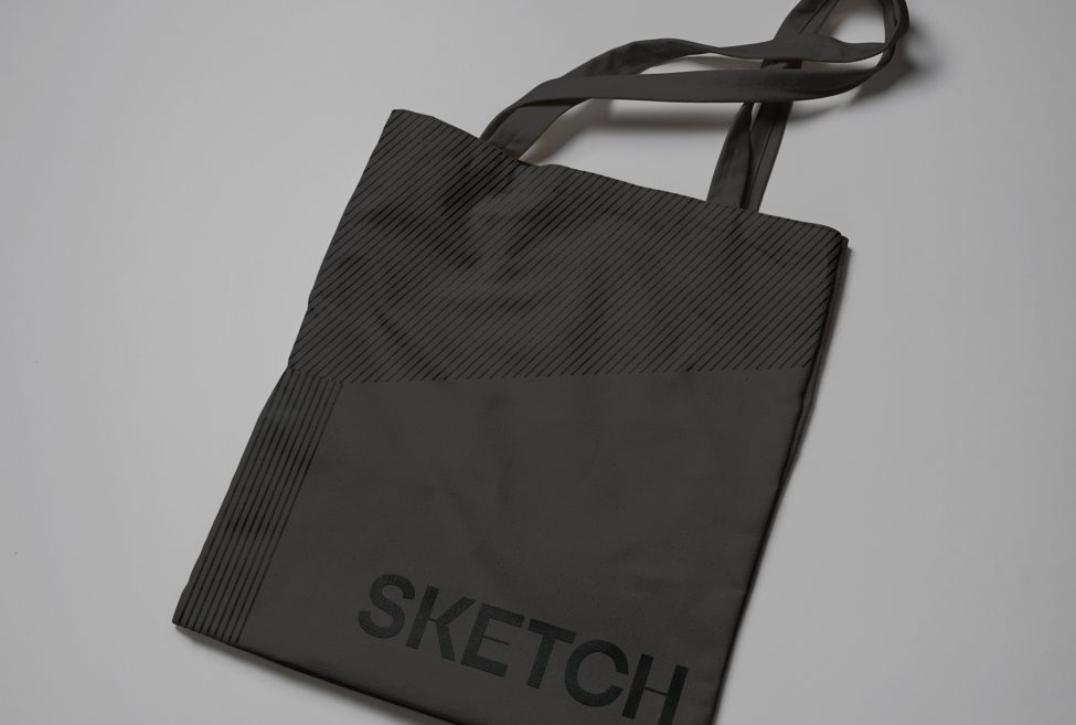 custom branded Sketch dark grey tote bag