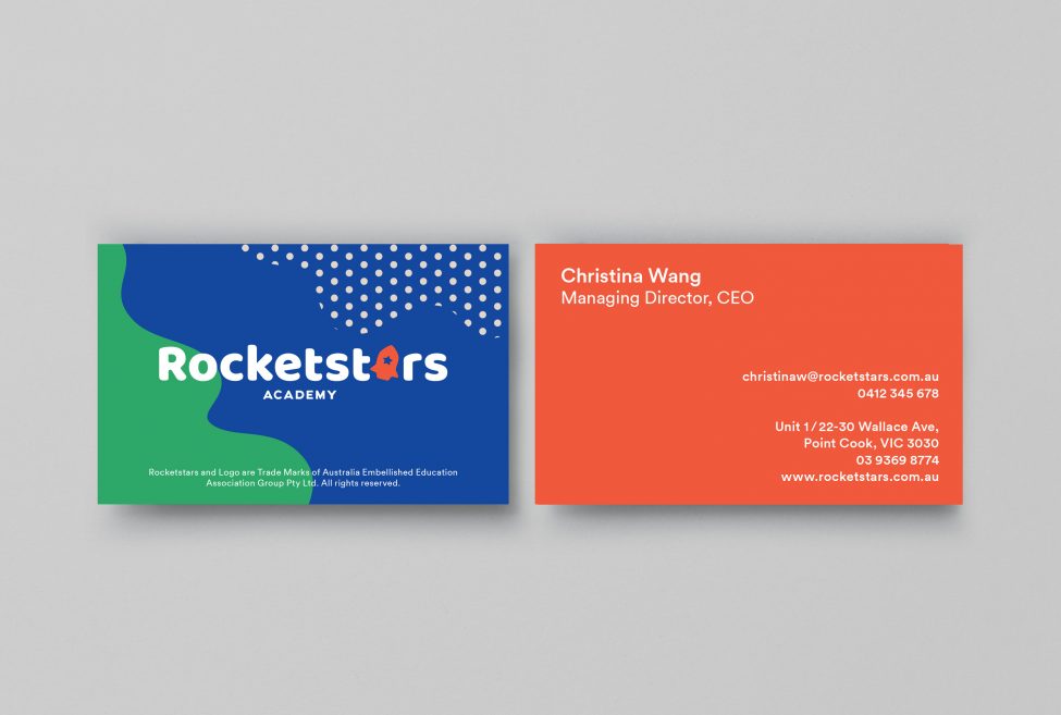 Rocketstars Academy business card design by Principle Design