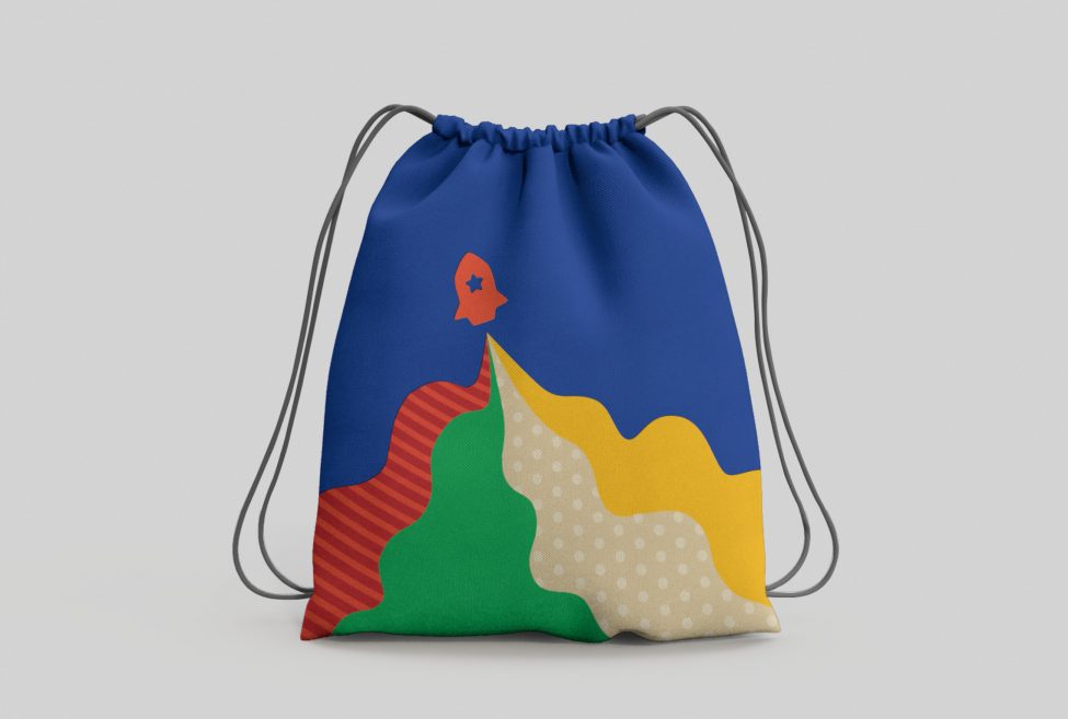 drawstring backpack design for Rocketstars Academy by Principle Design
