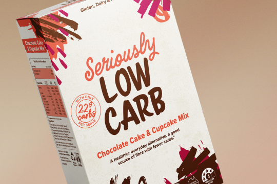 packaging of Seriously Low Card chocolate cake & cupcake mix