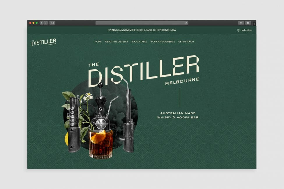 The distiller website homepage