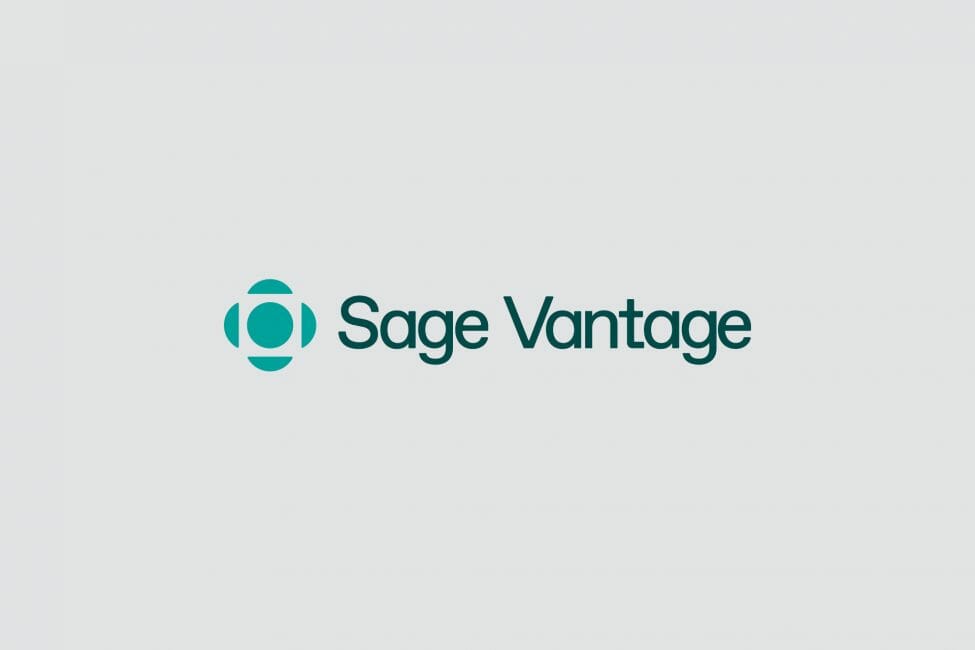 Sage Vantage branding & logomark in grey background