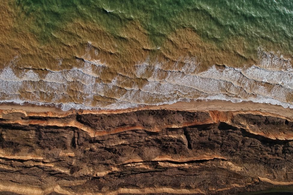 aerial shot of a beach