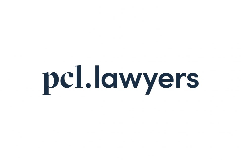 PCL Lawyers logo in blue font color and white background